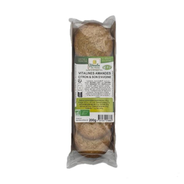 Vitalines Sablés aux Amandes, Citron et Avoine BIO – Image 2