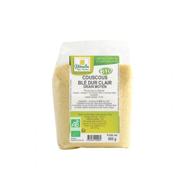 Couscous de Blé Dur Grains Moyens BIO Moulin des Moines - La Ferme de Coubert