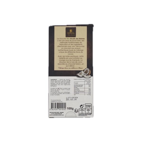 Tablette Chocolat Blanc Noix de Coco BIO – Image 2