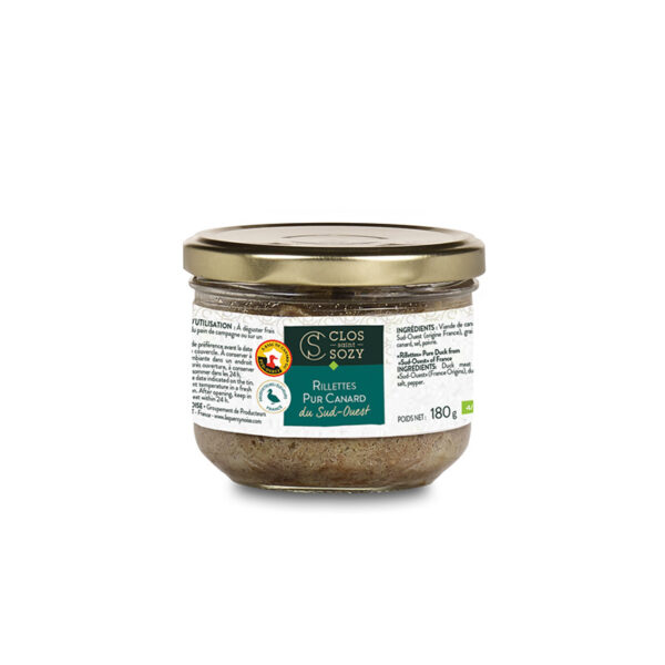 Rillettes Pur Canard du Sud Ouest Clos Saint Sozy - La Ferme de Coubert