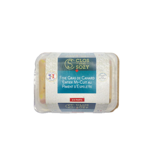 Foie Gras Mi-Cuit au Piment d'Espelette en Barquette Clos Saint Sozy - La Ferme de Coubert