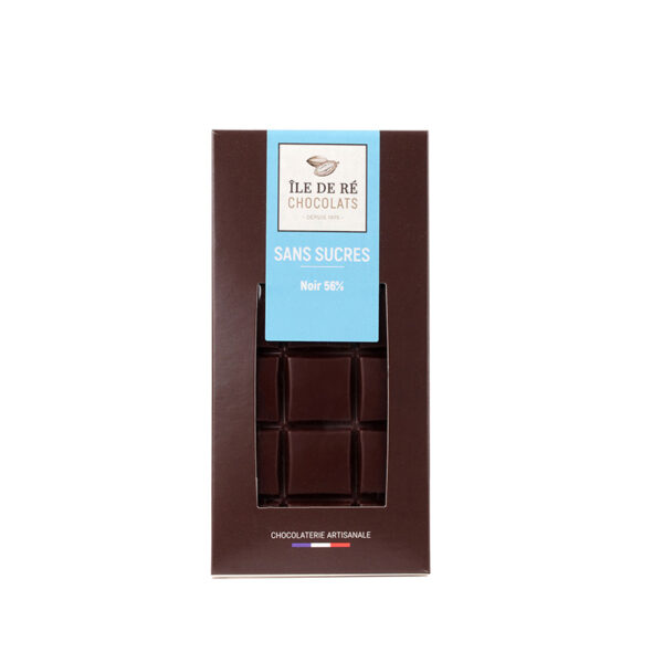 Tablette au Chocolat Noir 56% Sans Sucre Ajouté Ile de Ré Chocolats - La Ferme de Coubert