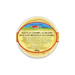 Glace au Caramel Beurre Salé avec Eclats Les 3 Givrées - La Ferme de Coubert